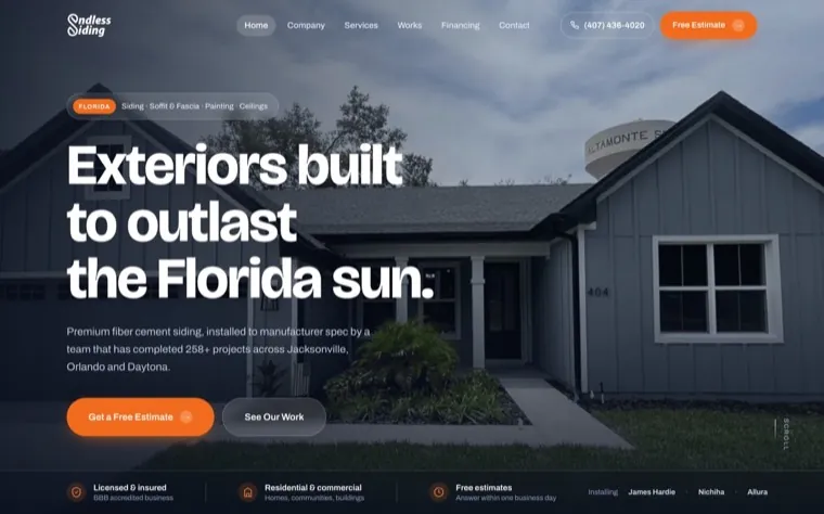 Home page of Endless Siding