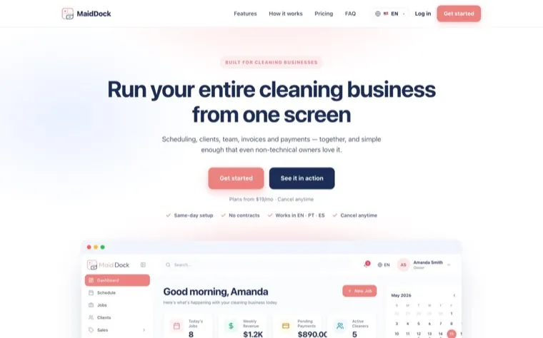 Home page of MaidDock