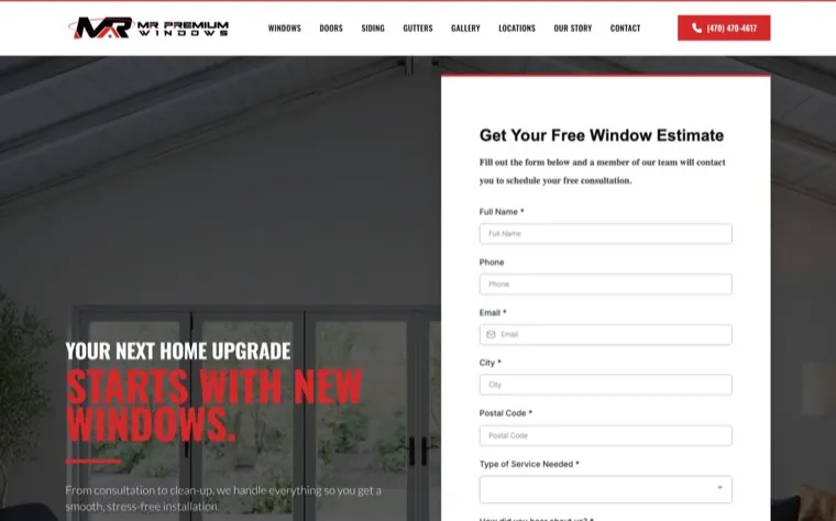 Home page of Mr Premium Windows