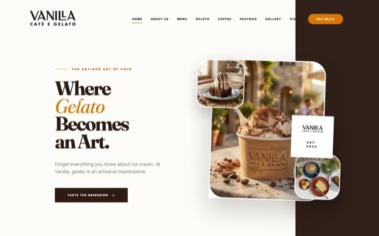 Home page of Vanilla Café e Gelato
